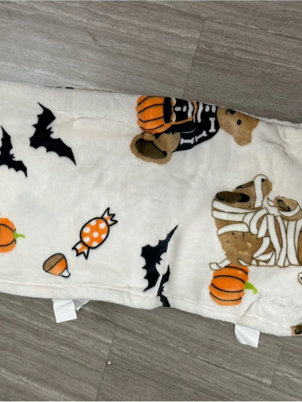 Teddy Bear Halloween Plush Blanket Set - Brown & White